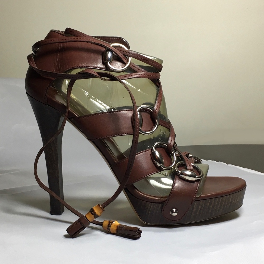 Gucci 'Ebony' Gladiator Lace-Up Platform Sandal